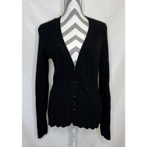 Talbots Women’s Black Cardigan Sweater Merino Wool Cashmere Blend Size Small